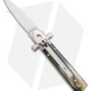 AGA 6" Lever Lock Automatic Italian Knife Horn W/Cross Bolsters (2.5" Satin) 1 AGA 6" Lever Lock Automatic Italian Knife Horn W/Cross Bolsters (2.5" Satin) -Aga Campolin AGA 6in LL Horn Auto Cross Bolsters Satin BHQ 177246 jr