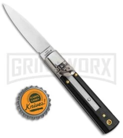 AGA Mini Classic Lever Lock Ebony Wood Automatic Knife (6' Satin) 9 AGA Mini Classic Lever Lock Ebony Wood Automatic Knife (6' Satin) -Aga Campolin AGA 6in Mini Classic LL Ebony Wood Auto Satin GX 37458 jr bottlecap large