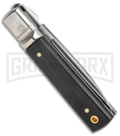 AGA Mini Classic Lever Lock Ebony Wood Automatic Knife (6' Satin) 8 AGA Mini Classic Lever Lock Ebony Wood Automatic Knife (6' Satin) -Aga Campolin AGA 6in Mini Classic LL Ebony Wood Auto Satin GX 37458 jr side large