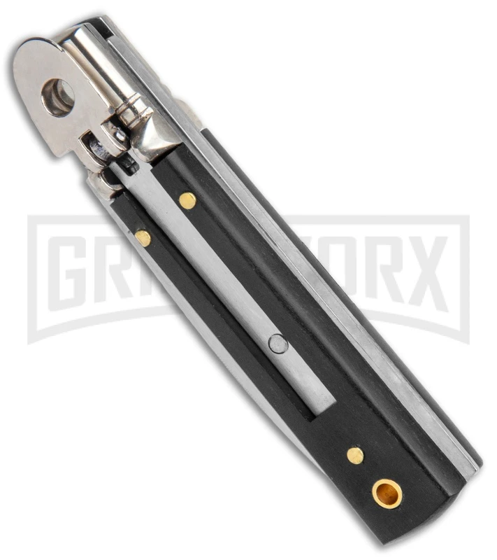 AGA Mini Classic Lever Lock Ebony Wood Automatic Knife (6' Satin) 4 AGA Mini Classic Lever Lock Ebony Wood Automatic Knife (6' Satin) - Image 2