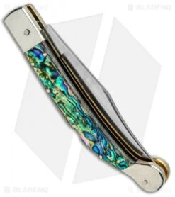 AGA Campolin 9" Sahara Italian Stiletto Lockback Automatic Abalone (3.8" Mirror) -Aga Campolin AGA Camplin 9in Sahara Italian Stiletto LB Auto Abalone Mirror BHQ 90702 jr side