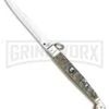 A.G.A. Campolin 9" Ram Horn Sicilian Ring Pull Automatic Knife - Bayonet -Aga Campolin AGA Camplin 9in Sicilian Ring Pull Auto Ram Horn Satin Bayo BHQ 100997 jr large