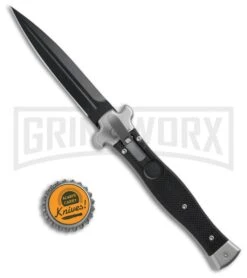 AGA Campolin Zero Black G-10 Leverlock Automatic Knife - Dagger Black Plain -Aga Campolin AGA Campoliln Zero Dagger LL Black G 10 Black AGA01N ND BHQ 72185 jr bottlecap large