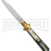 AGA Campolin 10" Brass/Dark Horn Italian Frosolone Automatic Knife - Bayonet -Aga Campolin AGA Campolin 10in Brass Dark Horn Italian Frosolone Bayonet BP 29647 er large