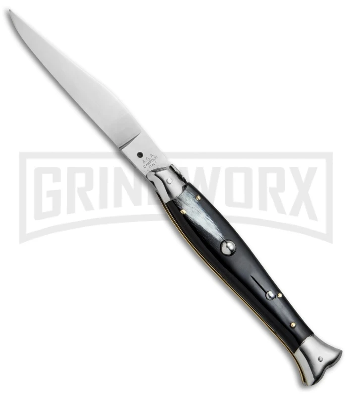 AGA Campolin 10" Brazil Horn Fishtail Picklock Automatic Knife - Polish Plain 3 AGA Campolin 10" Brazil Horn Fishtail Picklock Automatic Knife - Polish Plain