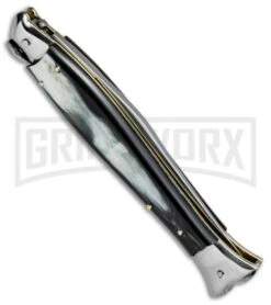 AGA Campolin 10" Brazil Horn Fishtail Picklock Automatic Knife - Polish Plain 8 AGA Campolin 10" Brazil Horn Fishtail Picklock Automatic Knife - Polish Plain -Aga Campolin AGA Campolin 10in Fishtail Picklock Italian BP 20096 jr side large