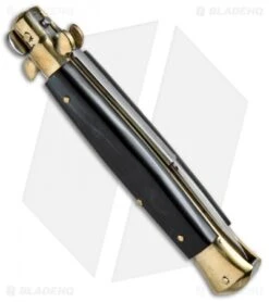 AGA Campolin 10" Italian Stiletto Picklock Automatic Brass/Ebony (4.5" Bayonet) 7 AGA Campolin 10" Italian Stiletto Picklock Automatic Brass/Ebony (4.5" Bayonet) -Aga Campolin AGA Campolin 10in Stiletto Ebony Bayo BP 19128 jr side