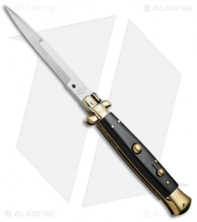 AGA Campolin 10" Italian Stiletto Picklock Automatic Brass/Ebony (4.5" Bayonet) 3 AGA Campolin 10" Italian Stiletto Picklock Automatic Brass/Ebony (4.5" Bayonet)