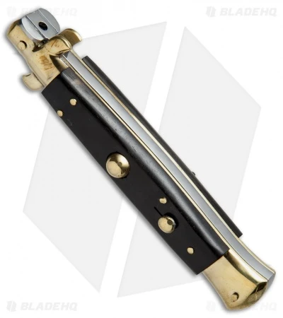 AGA Campolin 10" Italian Stiletto Picklock Automatic Brass/Ebony (4.5" Kriss) 4 AGA Campolin 10" Italian Stiletto Picklock Automatic Brass/Ebony (4.5" Kriss) - Image 2