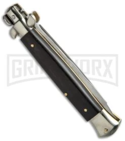 AGA Campolin 10" Ebony Picklock Stiletto Automatic Knife - Satin Kris -Aga Campolin AGA Campolin 10in Stiletto Ebony Satin Kriss BP 19130 jr side large