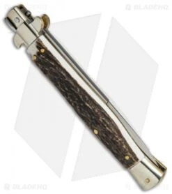 AGA Campolin 11" Picklock Automatic Italian Stiletto Stag Horn (5"Satin) 2018 -Aga Campolin AGA Campolin 11in picklock Stilletto Stag Horn BHQ 67468 jr side