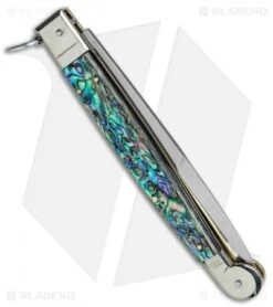 AGA Campolin 9" Sicilian Ring Pull Automatic Knife Abalone (5.5" Satin Bayo) 8 AGA Campolin 9" Sicilian Ring Pull Automatic Knife Abalone (5.5" Satin Bayo) -Aga Campolin AGA Campolin 12in Sicilian Lever Lock Ring Pull Abalone Bayonet BP 27798 jr side