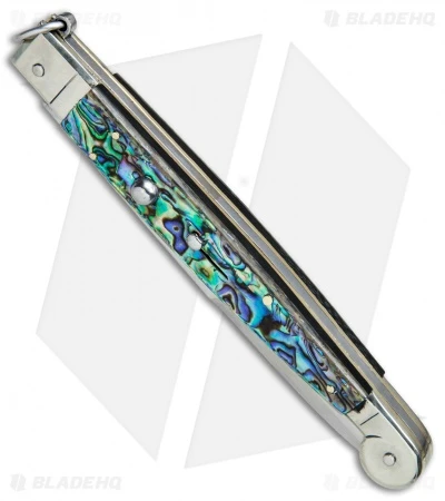 AGA Campolin 9" Sicilian Ring Pull Automatic Knife Abalone (5.5" Satin Bayo) 4 AGA Campolin 9" Sicilian Ring Pull Automatic Knife Abalone (5.5" Satin Bayo) - Image 2