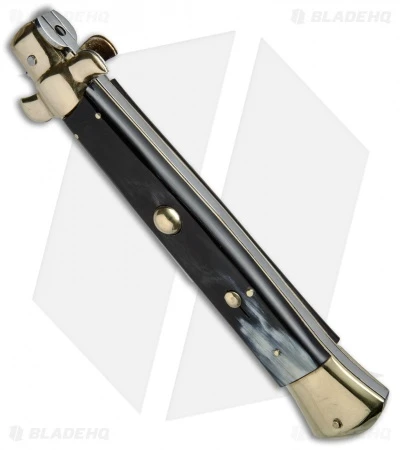 AGA Campolin 15" Automatic Italian Stiletto Knife Brazil Horn (7" Satin Bayo) 4 AGA Campolin 15" Automatic Italian Stiletto Knife Brazil Horn (7" Satin Bayo) - Image 2