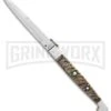 A.G.A. Campolin 16" Ram Horn Sicilian Ring Pull Automatic Knife - Bayonet 2 A.G.A. Campolin 16" Ram Horn Sicilian Ring Pull Automatic Knife - Bayonet -Aga Campolin AGA Campolin 16in Sicilian Ring Pull Auto Ram Horn Satin Bayo BHQ 87416 er large