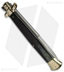 AGA Campolin 18" Italian Stiletto Knife Brazilian Horn/Brass (8" Satin Bayonet) -Aga Campolin AGA Campolin 18in Stiletto Bayo Brazilian Horn Brass BP 19243 jr side