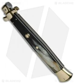 AGA Campolin 18" Italian Stiletto Knife Brazilian Horn/Brass (8" Satin Bayonet) -Aga Campolin AGA Campolin 18in Stiletto Bayo Brazilian Horn Brass BP 19243 jr spine