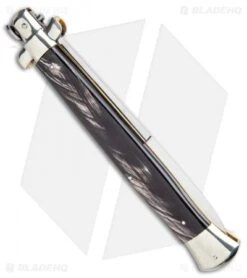 AGA Campolin 18" Italian Stiletto Knife Dark Horn (8" Satin Bayonet) 8 AGA Campolin 18" Italian Stiletto Knife Dark Horn (8" Satin Bayonet) -Aga Campolin AGA Campolin 18in Stiletto Dark Horn Satin Bayo BHQ 104096 jr side