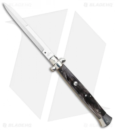 AGA Campolin 18" Italian Stiletto Knife Dark Horn (8" Satin Bayonet) 3 AGA Campolin 18" Italian Stiletto Knife Dark Horn (8" Satin Bayonet)