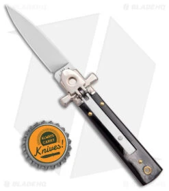 AGA Campolin 6" Dominus Leverlock Automatic Knife Horn (2.5" Satin) -Aga Campolin AGA Campolin 6in Dominus LL Auto Horn Satin BHQ 178781 jr bottlecap