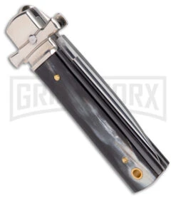 A.G.A. Campolin 6" Dominus Horn Leverlock Automatic Knife - Satin -Aga Campolin AGA Campolin 6in Dominus LL Auto Horn Satin BHQ 178781 jr side large