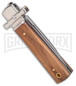 AGA Campolin 6" Dominus Wood Leverlock Automatic Knife - Satin Plain -Aga Campolin AGA Campolin 6in Dominus LL Auto Wood Satin BHQ 178780 jr side large