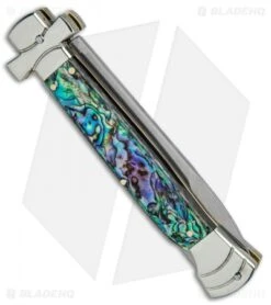 AGA Campolin 9" Maltese Cross Bayonet Italian Stiletto Knife Abalone (4" Satin) -Aga Campolin AGA Campolin 9in Bayo Italian Stiletto Auto Abalone Satin BP 28947 jr side