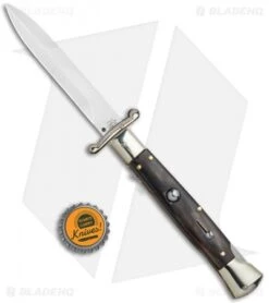 AGA Campolin 9" Italian Stiletto Swinguard Bayonet Automatic Knife Dark Horn -Aga Campolin AGA Campolin 9in Italian Stiletto Dark Horn Auto Bayo GX 11091 jr bottlecap