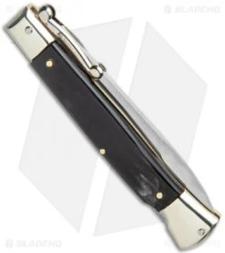 AGA Campolin 9" Italian Stiletto Swinguard Bayonet Automatic Knife Dark Horn -Aga Campolin AGA Campolin 9in Italian Stiletto Dark Horn Auto Bayo GX 11091 jr side