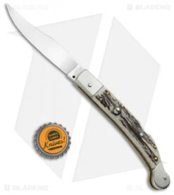 AGA Campolin 9" Sahara Italian Stiletto Lockback Automatic Stag (3.8" Mirror) -Aga Campolin AGA Campolin 9in Sahara Italian Stiletto LB Stag Mirror BHQ 74051 jr bottlecap 2