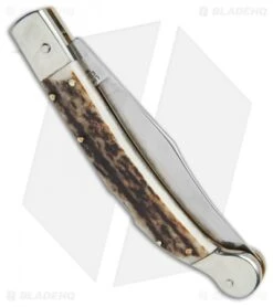 AGA Campolin 9" Sahara Italian Stiletto Lockback Automatic Stag (3.8" Mirror) -Aga Campolin AGA Campolin 9in Sahara Italian Stiletto LB Stag Mirror BHQ 74051 jr side