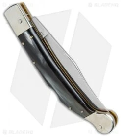 AGA Campolin 9" Sahara Italian Stiletto Lockback Auto Dark Horn (3.8" Mirror) 8 AGA Campolin 9" Sahara Italian Stiletto Lockback Auto Dark Horn (3.8" Mirror) -Aga Campolin AGA Campolin 9in Shara Italian Stiletto LB Dark Horn Mirror BHQ 74050 jr side