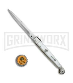 A.G.A. Campolin 9" Sicilian White Pearlex Picklock Automatic Knife - Bayonet -Aga Campolin AGA Campolin 9in Sicilian White Pearlex Picklock Bayo BP 19446 jr bottlecap large