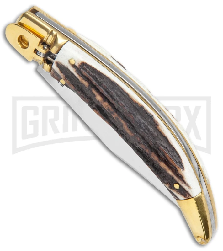 AGA Campolin Diana Stag Horn Lever Lock Automatic Brass - 3.75" Satin 4 AGA Campolin Diana Stag Horn Lever Lock Automatic Brass - 3.75" Satin - Image 2