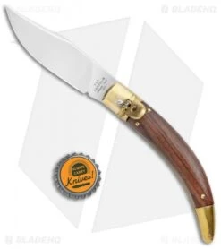 AGA Campolin Diana Lever Lock Automatic Brass Wood Knife (3.75" Satin) -Aga Campolin AGA Campolin Diana LL Auto Brass Wood Satin BHQ 135444 jr bottlecap
