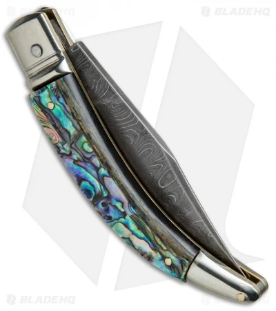AGA Campolin Diana Lever Lock Automatic Knife Abalone (3.75" Damascus) 5 AGA Campolin Diana Lever Lock Automatic Knife Abalone (3.75" Damascus) - Image 3
