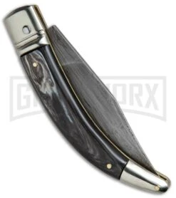 AGA Campolin Diana Dark Horn Lever Lock Automatic Knife - Damascus Plain -Aga Campolin AGA Campolin Diana LL Damascus Dark Horn BHQ 67443 jr side large