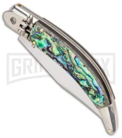 AGA Campolin Diana Abalone Lever Lock Automatic Knife - Polished Plain -Aga Campolin AGA Campolin Diana Lever Lock Abalone Satin BHQ 87410 er spine large