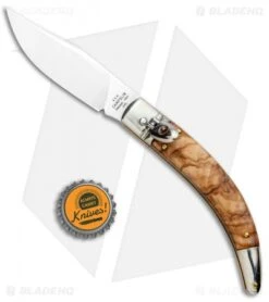 AGA Campolin Diana Lever Lock Automatic Knife Olive Wood (3.75" Satin) -Aga Campolin AGA Campolin Diana Lever Lock Auto Olive Wood Satin BHQ 95348 jr bottlecap