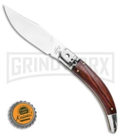 AGA Campolin Diana Santos Wood Lever Lock Automatic Knife - Satin Plain -Aga Campolin AGA Campolin Diana Lever Lock Automatic Knife Santos Wood 3.75 Satin BHQ 120336 LS Bottlecap large
