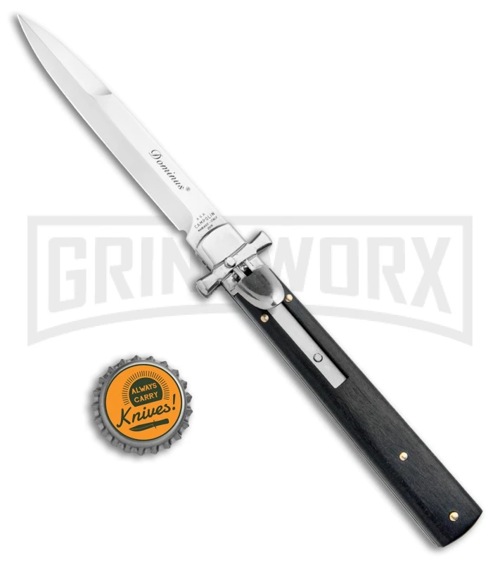 AGA Campolin Dominius Ebony Leverlock Automatic Knife - Bayonet Satin Plain 6 AGA Campolin Dominius Ebony Leverlock Automatic Knife - Bayonet Satin Plain - Image 4