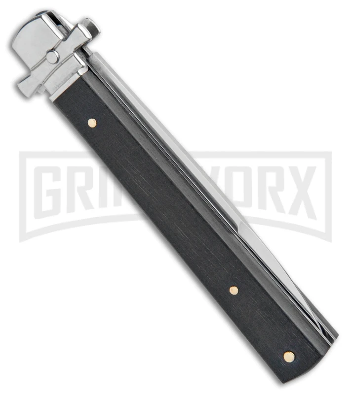 AGA Campolin Dominius Ebony Leverlock Automatic Knife - Bayonet Satin Plain 5 AGA Campolin Dominius Ebony Leverlock Automatic Knife - Bayonet Satin Plain - Image 3