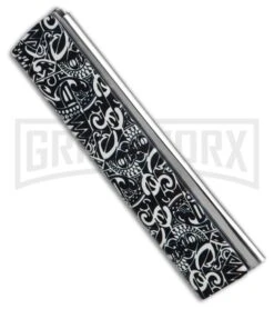 AGA Campolin Dragonfly Black/White Tribal Gravity Knife - Black Plain 6 AGA Campolin Dragonfly Black/White Tribal Gravity Knife - Black Plain -Aga Campolin AGA Campolin Dragonfly Gravity Knife Black White Tribal 2in Black BHQ 203220 td side gx large