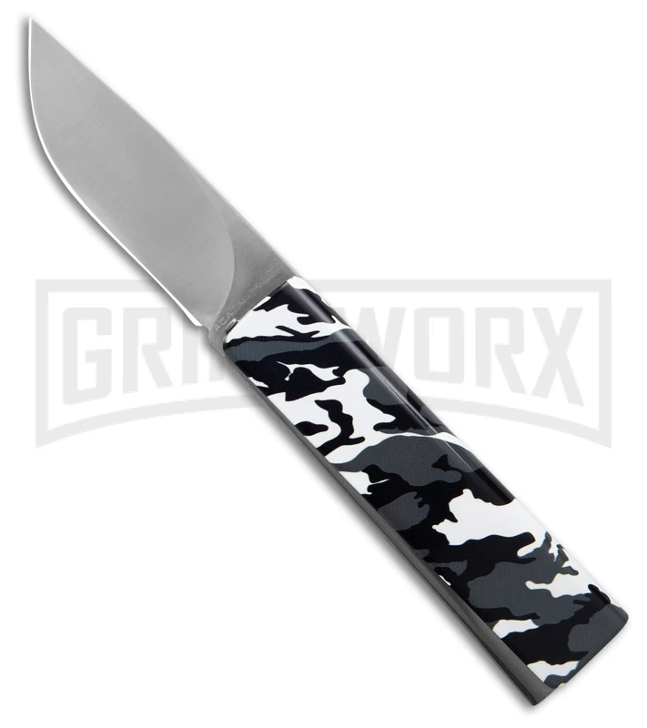 AGA Campolin Dragonfly White Camo Steel Gravity Knife - SatinPlain 3 AGA Campolin Dragonfly White Camo Steel Gravity Knife - SatinPlain