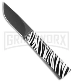 AGA Campolin Dragonfly Zebra Steel Gravity Knife - BlackPlain