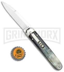AGA Campolin Baron Dark Horn Automatic Knife - Satin Plain -Aga Campolin AGA Campolin LL Auto Dark Horn Satin BHQ 117069 jr bottlecap large