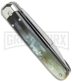 AGA Campolin Baron Dark Horn Automatic Knife - Satin Plain -Aga Campolin AGA Campolin LL Auto Dark Horn Satin BHQ 117069 jr side large