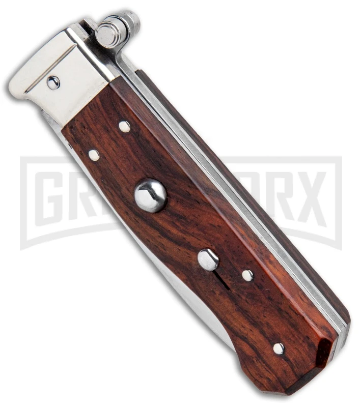 AGA Campolin Piccolo Cocobolo Italian Automatic Knife - Satin Plain 4 AGA Campolin Piccolo Cocobolo Italian Automatic Knife - Satin Plain - Image 2