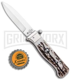AGA Campolin Piccolo Stag Italian Automatic Knife - Satin Plain 9 AGA Campolin Piccolo Stag Italian Automatic Knife - Satin Plain -Aga Campolin AGA Campolin Piccolo Italian Stiletto Auto Stag Satin BHQ 94619 jr bottlecap large