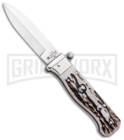 AGA Campolin Piccolo Stag Italian Automatic Knife - Satin Plain